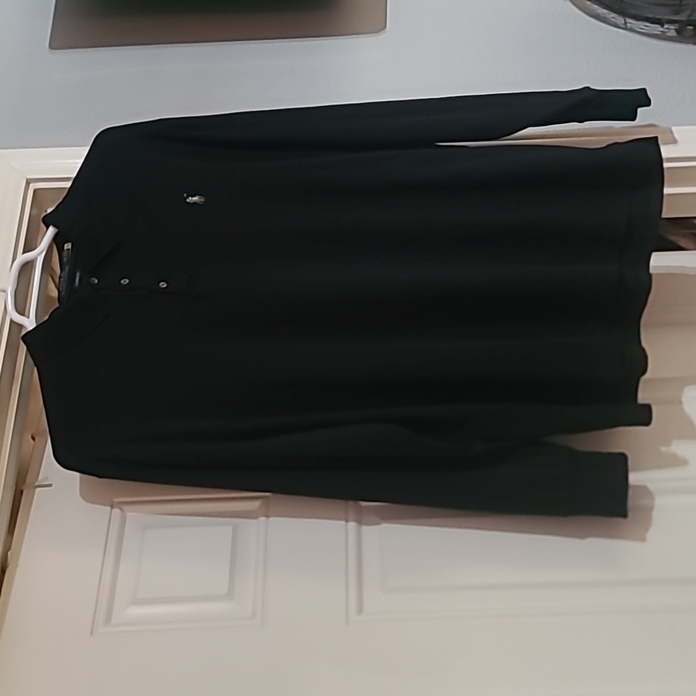 Long Sleeve Classic Fit Mens Polo Black Size XXL